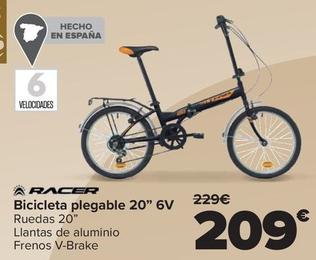 Oferta de Racer - Bicicleta Plegable 20" 6V por 209€ en Carrefour