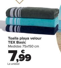 Oferta de Tex - Toalla Playa Velour  Basic por 7,99€ en Carrefour