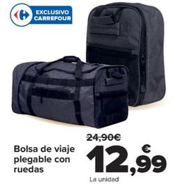 Oferta de Bolsa De Viaje Plegable Con Ruedas por 12,99€ en Carrefour