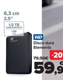 Oferta de Wd - Disco Duro Elements por 59,9€ en Carrefour