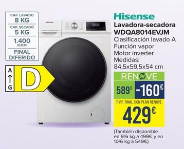 Oferta de Hisense - Lavadora-Secadora WDQA8014EVJM por 429€ en Carrefour