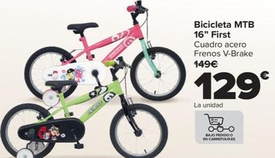 Oferta de Bicicleta MTB First por 129€ en Carrefour
