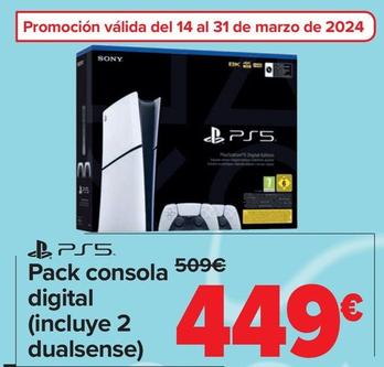 Oferta de Sony - Pack Consola Digital (Incluye 2 Dualsense) por 449€ en Carrefour