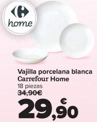 Oferta de Carrefour Home - Vajilla Porcelana Blanca por 29,9€ en Carrefour