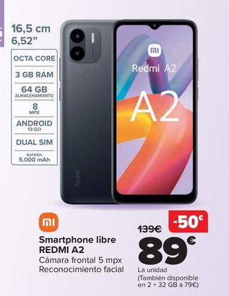 Oferta de Redmi - Smartphone Libre A2 por 89€ en Carrefour