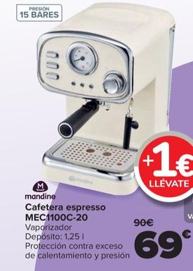 Oferta de Mandine - Cafetera Espresso MEC1100C-20 por 69€ en Carrefour