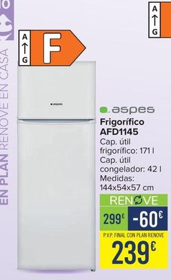 Oferta de Aspes - Frigorifero AFD1145 por 239€ en Carrefour