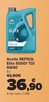 Oferta de Repsol - Aceite Elite 50501 Tdi 5w40 por 36,9€ en Carrefour