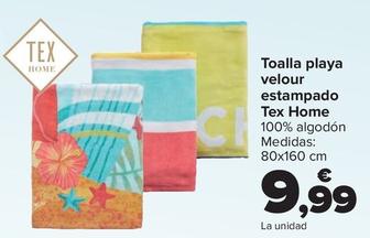 Oferta de Tex Home - Toalla Playa Velour Estampado por 9,99€ en Carrefour
