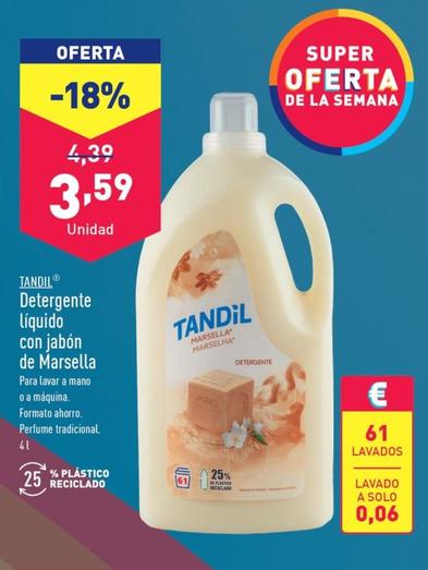 Oferta de Tandil - Detergente Liquido Con Jabon De Marsella por 3,59€ en ALDI