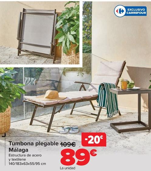 Oferta de Tumbona Plegable Málaga por 89€ en Carrefour
