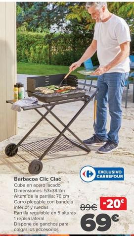 Oferta de Barbacoa Clic Clac por 69€ en Carrefour