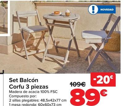 Oferta de Set Balcon Corfu 3 Piezas por 89€ en Carrefour