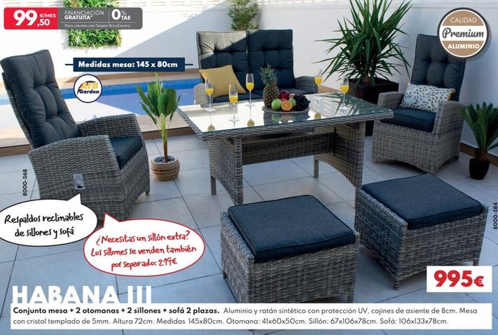 Oferta de Habana 3 Conjunto Mesa + 2 Atomanas + Sofa 2 Plazas por 995€ en BricoCentro