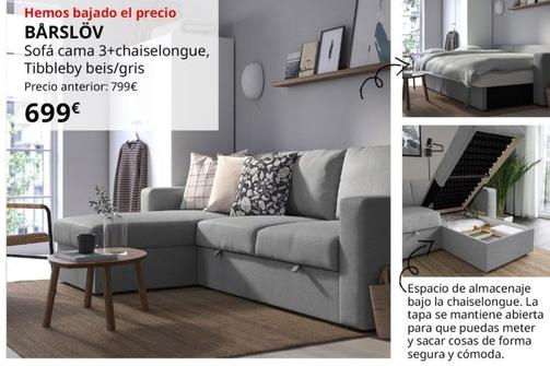 Oferta de Barslov - Sofá Cama 3+Chaiselongue, Tibbleby Beis/Gris por 699€ en IKEA