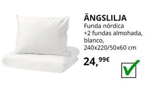 Oferta de Ängslilja - Funda Nórdica+2 Fundas Almohada, Blanco, 240x220/50x60 Cm por 24,99€ en IKEA