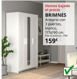 Oferta de Brimnes - Armario Con 3 Puertas, Blanco, 117x190 Cm por 159€ en IKEA
