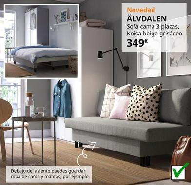 Oferta de Älvdalen - Sofá Cama 3 Plazas, Knisa Beige Grisáceo por 349€ en IKEA