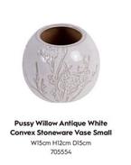 Oferta de Pussy Willow - Antique White Convex Stoneware Vase Small en Laura Ashley