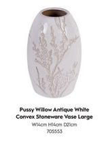 Oferta de Pussy Willow - Antique White Convex Stoneware Vase Large en Laura Ashley