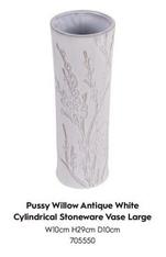 Oferta de Pussy Willow - Antique White Cylindrical Stoneware Vase Large en Laura Ashley