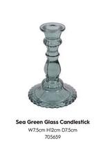 Oferta de Sea Green Glass Candlestick en Laura Ashley