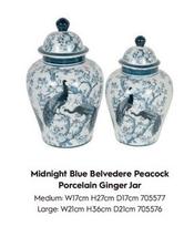 Oferta de Midnight Blue Belvedere Peacock Porcelain Ginger Jar en Laura Ashley