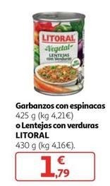 Oferta de Litoral - Garbanzos Con Espinacas / Lentejas Con Verduras por 1,79€ en Alcampo