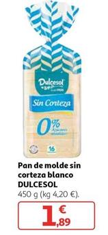 Oferta de Dulcesol - Pan De Molde Sin Corteza Blanco por 1,89€ en Alcampo