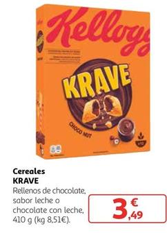 Oferta de Kellogg's - Cereales Krave Rellenos De Chocolate / Sabor Leche / Chocolate Con Leche por 3,49€ en Alcampo
