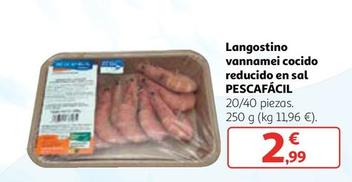 Oferta de Pescafacil - Langostino Vannamei Cocido Reducido En Sal por 2,99€ en Alcampo