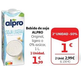 Oferta de Alpro - Bebida De Soja Original / Ligera / 0% Azúcar por 1,99€ en Alcampo