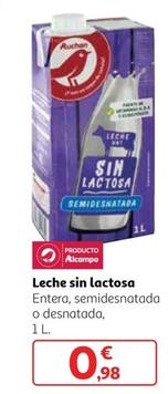 Oferta de Auchan - Leche Sin Lactosa Entera / Semidesnatada / Desnatada por 0,98€ en Alcampo