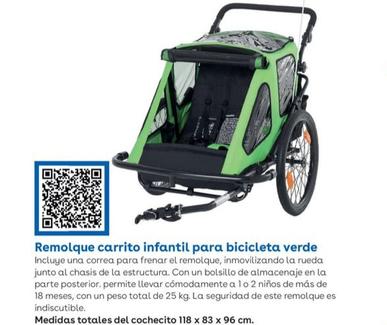 Oferta de Remolque Carrito Infantil Para Bicicleta Verde en ToysRus