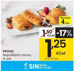Oferta de Eroski - Napolitana Cacao, 4 Uds por 1,25€ en Eroski