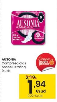 Oferta de Ausonia - Compresa Alas Noche Ultrafina por 1,94€ en Eroski