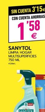 Oferta de Sanytol - Limpia Hogar Multisuperficies por 1,58€ en BM Supermercados