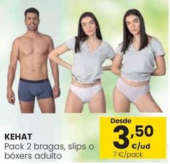 Oferta de Kehat - Pack 2 Bragas, Slips O Bóxers Adulto por 3,5€ en Eroski