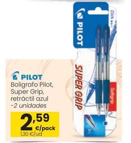 Oferta de Pilot - Boligrafo Pilot, Super Grip, Retractil Azul por 2,59€ en Eroski
