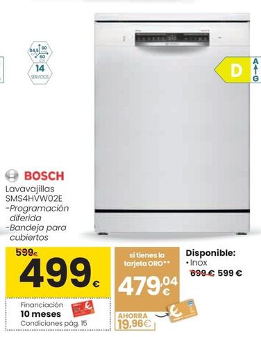 Oferta de Bosch - Lavavajillas SMS4HVW02E por 499€ en Eroski