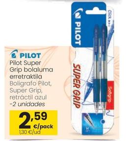 Oferta de Pilot - Boligrafo , Super Grip, Retráctil Azul por 2,59€ en Eroski