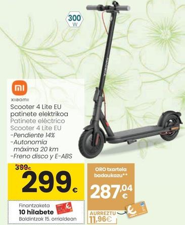 Oferta de Xiaomi - Patinete Eléctrico Scooter 4 Lite Eu por 299€ en Eroski