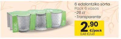 Oferta de Pack 6 Vasos por 2,9€ en Eroski
