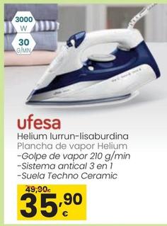 Oferta de Ufesa - Plancha De Vapor Helium por 35,9€ en Eroski