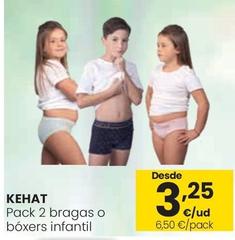 Oferta de Kehat - Pack 2 Bragas O Bóxers Infantil por 3,25€ en Eroski
