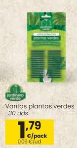 Oferta de Jardinero Verde - Varitas Plantas Verdes por 1,79€ en Eroski
