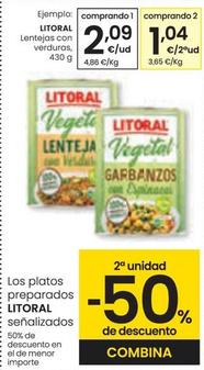 Oferta de Litoral - Lentejas Con Verduras por 2,09€ en Eroski