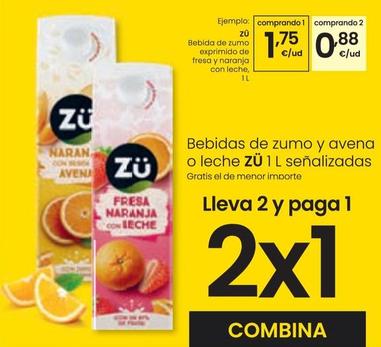 Oferta de Zu - Bebida De Zumo Exprimido De Fresa Y Naranja Con Leche por 1,75€ en Eroski