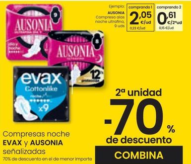 Oferta de Ausonia - Compresas Noche Evax por 2,05€ en Eroski