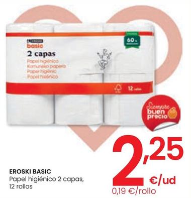 Oferta de Eroski Basic - Papel Higiénico 2 Capas por 2,25€ en Eroski